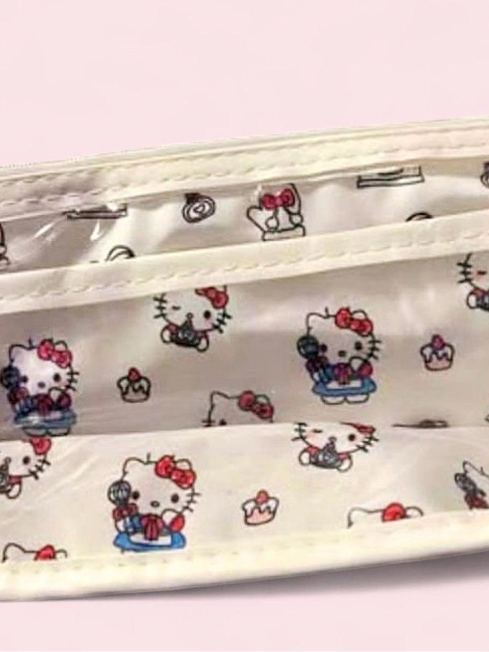 New Hello Kitty White See Thru Zipper Bag